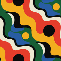 Abstract Colorful Wavy Lines Seamless Pattern