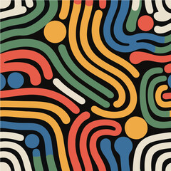 Abstract Retro Wavy Lines Seamless Pattern Background