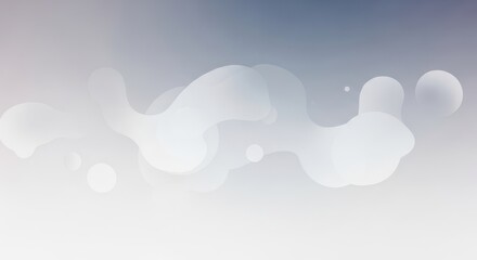 Abstract white and grey liquid metaball shapes floating on light background
