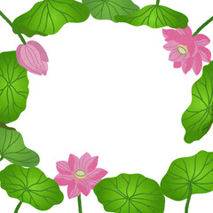 Lotus Flower and Leaf Frame Illustration