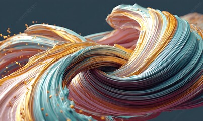 Colorful paint streams flowing abstractly with particle elements, creating a dynamic, smooth, layered background.
