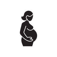 Pregnant Woman Silhouette Icon Representing Maternity and Prenatal Care
