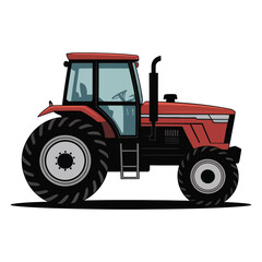 red tractor isolated on white