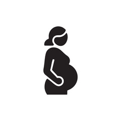 Pregnant Woman Silhouette Icon for Maternity and Motherhood Concepts

