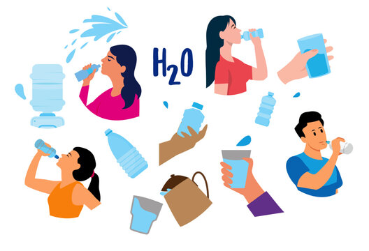 drinking water and staying hydrated illustration