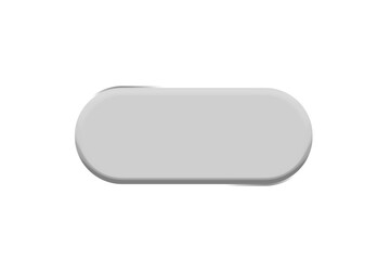 Transparent oval long capsule glass button with white rim polished realistic clear surface reflection modern clean design element background vector illustration