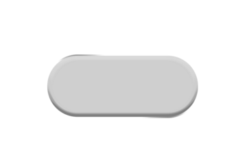 Transparent oval long capsule glass button with white rim polished realistic clear surface reflection modern clean design element background vector illustration