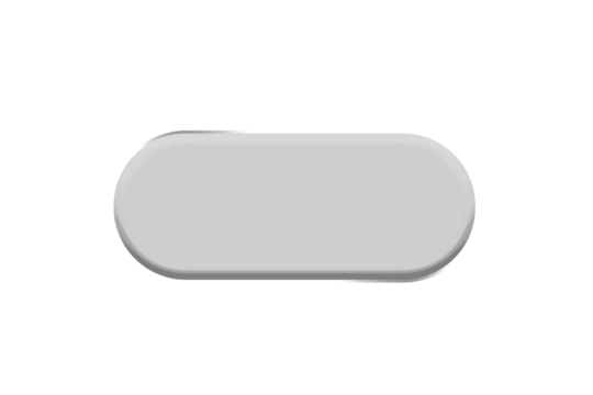Transparent oval long capsule glass button with white rim polished realistic clear surface reflection modern clean design element background vector illustration