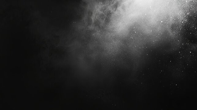 Dramatic black and white dust cloud exploding with dynamic particles perfect for adding an impactful and mysterious element to your designs today
