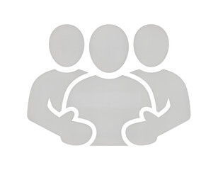 Three abstract figures representing teamwork and collaboration