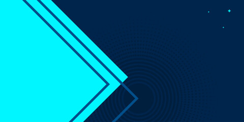 Dark Blue and Cyan Abstract Technology Background with Geometric Shape and Halftone Dots