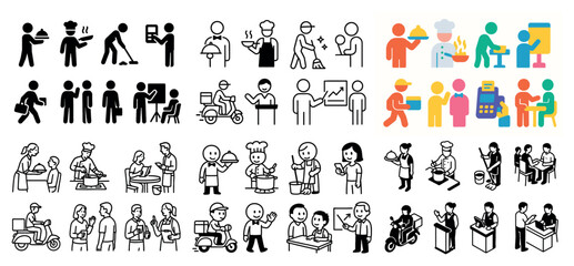 Naklejka premium Diverse people working in various occupations