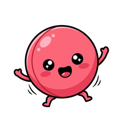 Obraz premium Happy Pink Round Vector Cartoon Character with Kawaii Face on Transparent Background