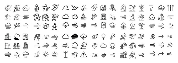 Weather icons collection with wind themes