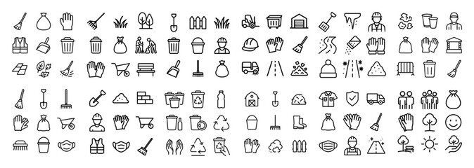 Obraz premium Gardening and cleaning icons set