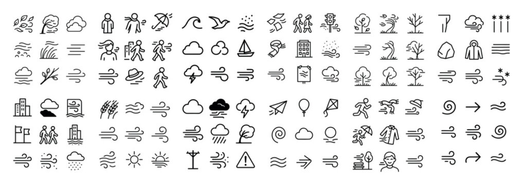 Weather icons collection with wind themes