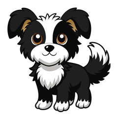 A cute cartoon drawing of a fun baby animal illustration featuring a happy smiling  puppy pet vector character