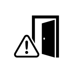 Open door icon. Security risk. Trespassing. Insider threat. Vector icon isolated on white background.