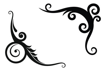Elegant Black Flourish Design Elements for Graphic Design and Decoration