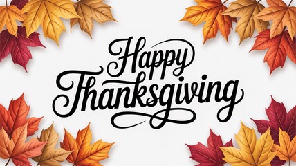 Elegant Thanksgiving greeting surrounded by vibrant autumn leaves and colors.