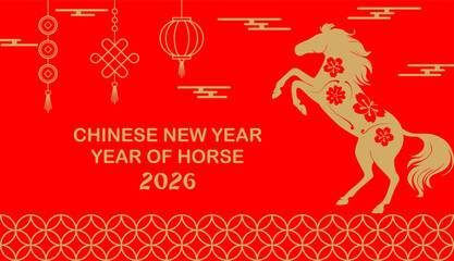chinese new year 2026. year of horse vector . greeting card,poster,banner.