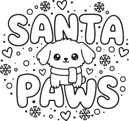 Cute puppy Shanta paws vector coloring page
