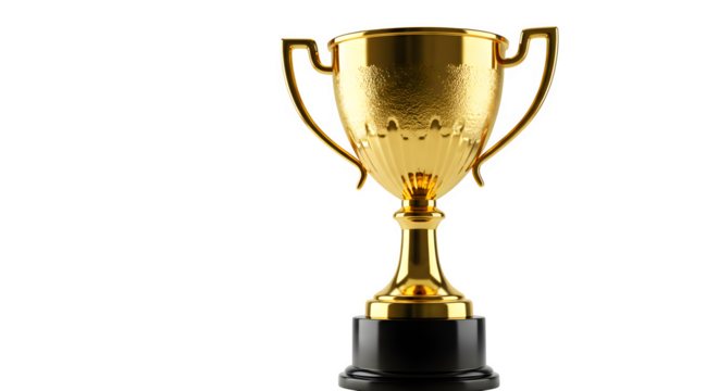 Gold Textured Trophy Shines against Black. Perfect for award presentations, event graphics, and competition posters.