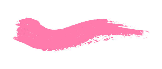 Hand drawn pink brush stroke isolated on transparent background. Single one pink paint brush stroke isolated on white background. Pink brush stroke on a transparent background. 