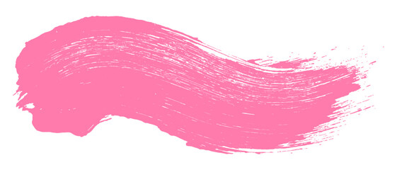 Hand drawn pink brush stroke isolated on transparent background. Single one pink paint brush stroke isolated on white background. Pink brush stroke on a transparent background. 