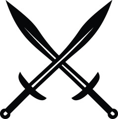 Crossed Sabers Silhouette Vector Icon