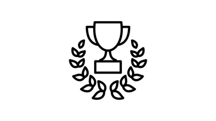 Winning award and trophy cup icon animation. animated of reward, victory cup achievement. Business success, prize competition, winner or champion laurel wreath 4k motion video - Powered by Adobe