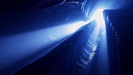 Abstract blue tunnel with light rays