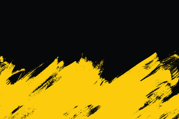Black and Yellow Brushstroke Background. Yellow bottom grunge graffiti border. Bold brush stroke sports banner