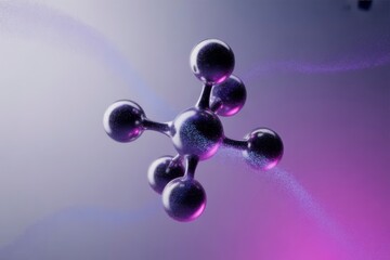 Stunning atom structure with vibrant purple and blue light trails for cutting-edge science, technology, or futuristic concepts and designs today