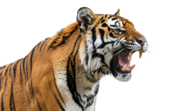 Angry bengal tiger on transparent background PNG