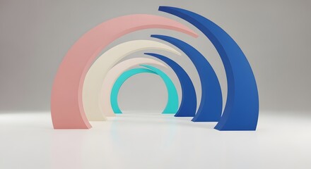 Pastel arches creating a modern abstract background, perfect for vibrant presentations, website headers, or contemporary art projects with a minimalist aesthetic
