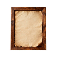 wooden frame with aged parchment paper