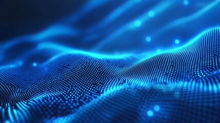 Dynamic blue abstract dots flowing in a smooth wave pattern - perfect for tech, science, or futuristic backgrounds and designs with cutting-edge appeal