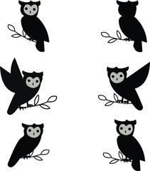 Vector collection of cute owl illustrations