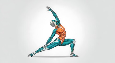Naklejka premium Anatomical Illustration of a Person Performing a Yoga Pose.