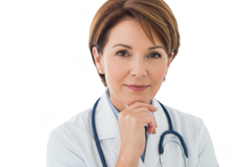 Doctor with stethoscope isolated on transparent background