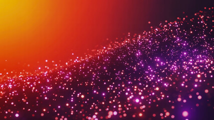 Abstract background with glowing purple and pink particles flowing in a wave pattern