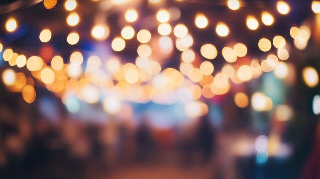 Warm bokeh lights create a festive, inviting atmosphere perfect for holiday celebrations or cozy indoor events, adding magical sparkle and ambiance