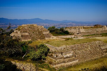Grand Zapotec Pyramid Complex with Terraced Structures (Monte Alban, Oaxaca, Mexico)

