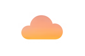 Orange gradient simple cloud icon representing computing and data storage technology on transparent background