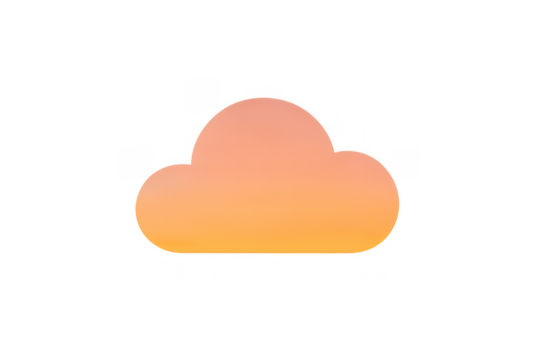 Orange gradient simple cloud icon representing computing and data storage technology on transparent background
