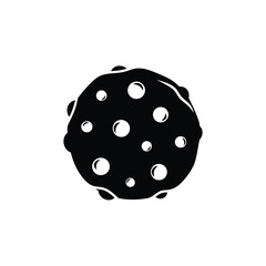 Black and white icon of a chocolate chip cookie