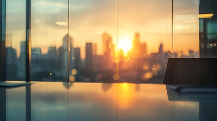 Inspiring sunset view from modern office building creates a sense of limitless potential and opportunity for corporate growth and success