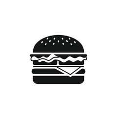 Black and white icon of a classic hamburger