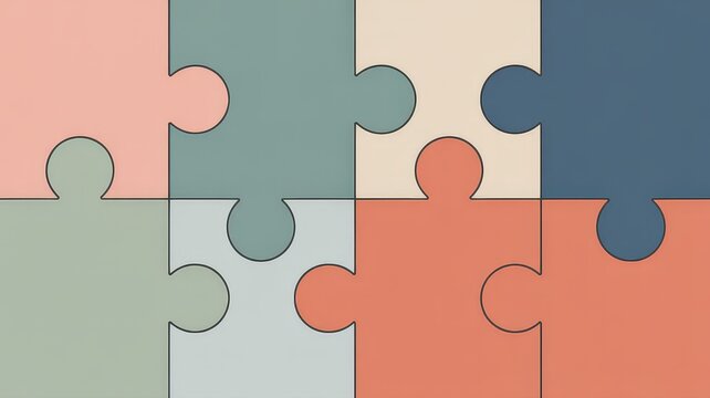 Abstract Puzzle Pieces Forming a Larger Image. - Powered by Adobe